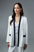 Sarah Lawrence 162-0102 Bicolor Crepe Blazer – Γυναικείο Σακάκι | Off White