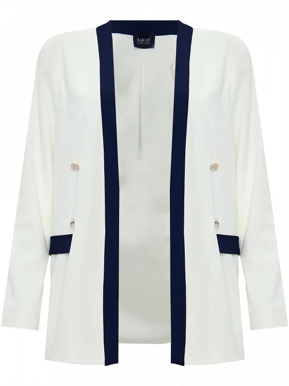Sarah Lawrence 162-0102 Bicolor Crepe Blazer – Γυναικείο Σακάκι | Off White