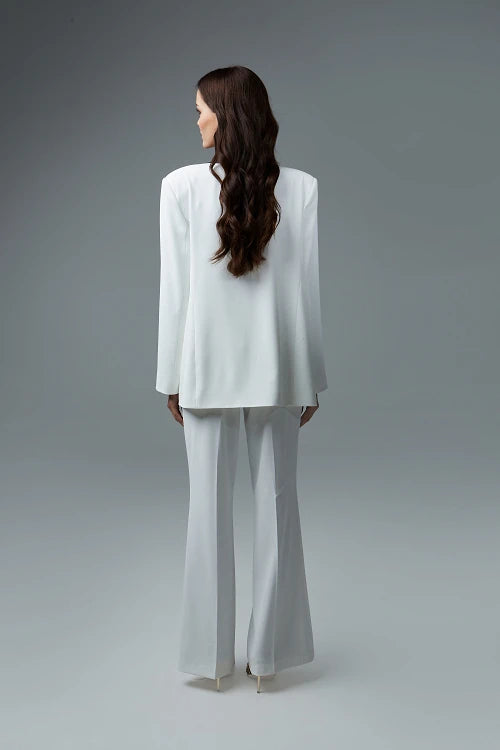 Sarah Lawrence 162-0102 Bicolor Crepe Blazer – Γυναικείο Σακάκι | Off White