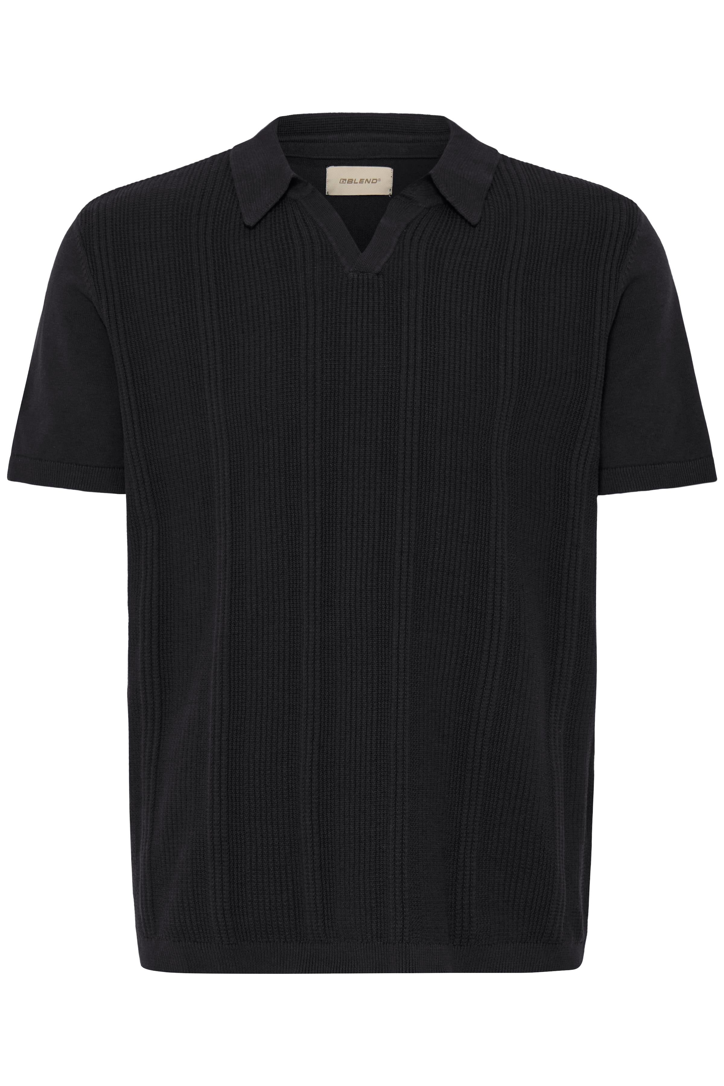 Blend BHBARON Split Polo – Ανδρική Πόλο Μπλούζα | Black Beauty (Μαύρο)