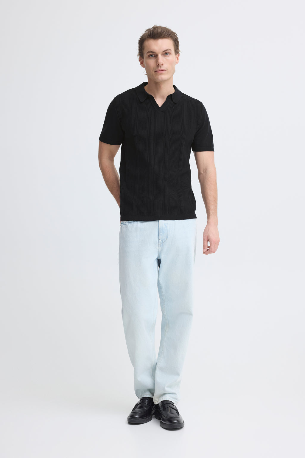 Blend BHBARON Split Polo – Ανδρική Πόλο Μπλούζα | Black Beauty (Μαύρο)