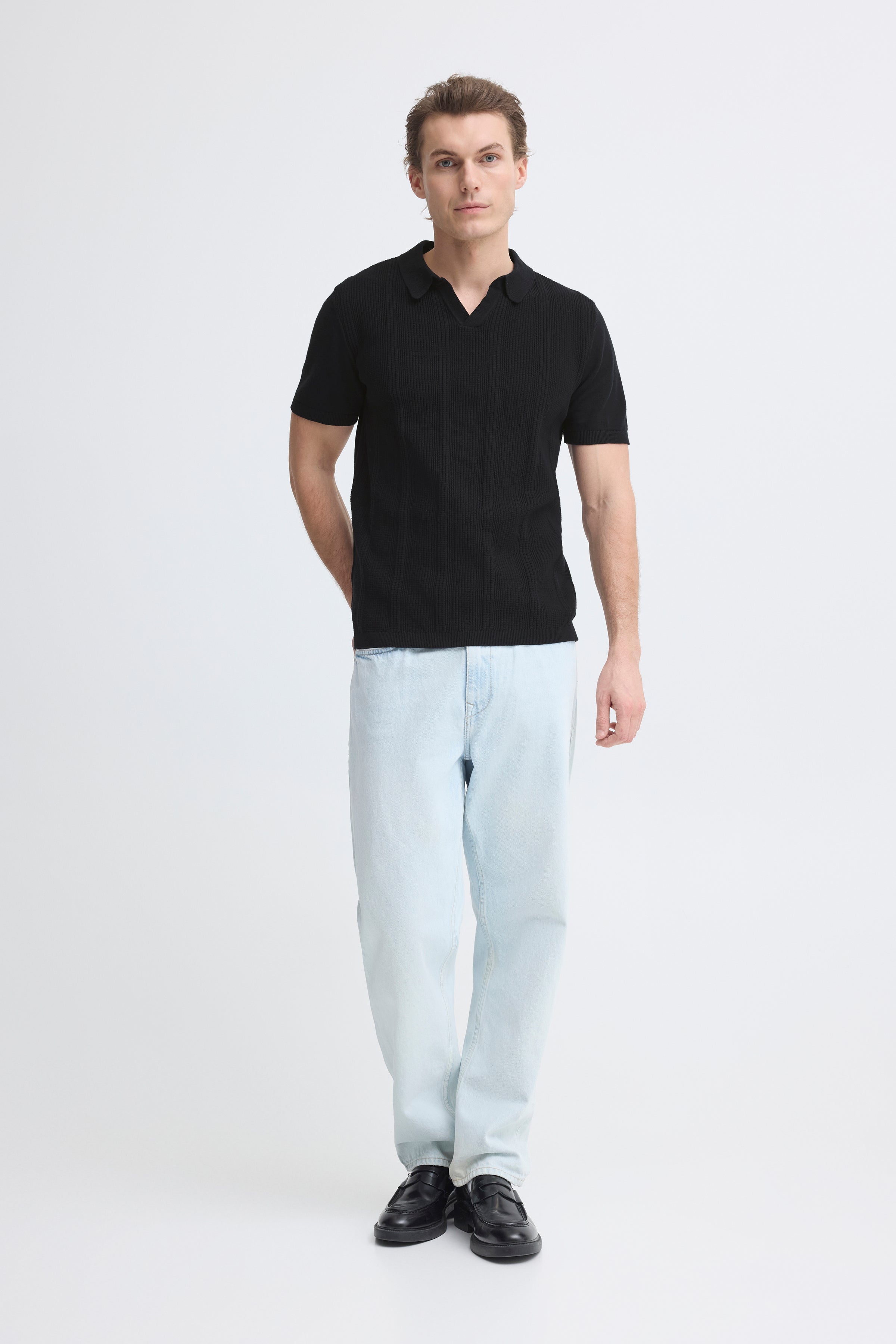 Blend BHBARON Split Polo – Ανδρική Πόλο Μπλούζα | Black Beauty (Μαύρο)