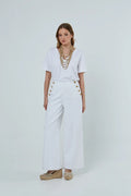 Sarah Lawrence 262-0703 Swan V-Neck Crochet Blouse – Γυναικεία Μπλούζα | Λευκό