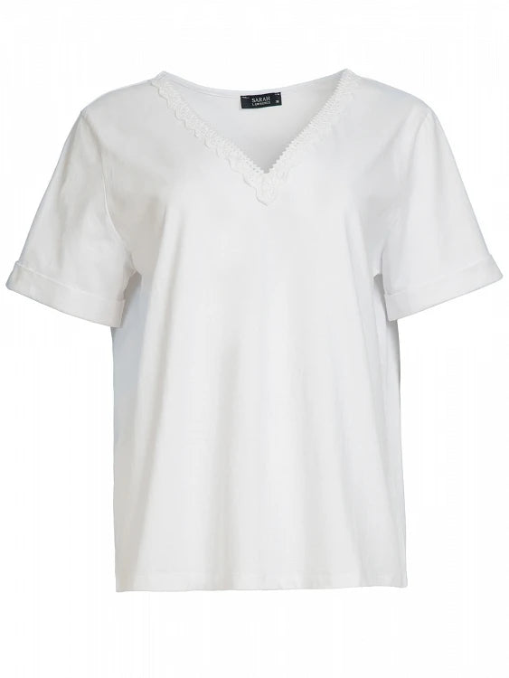Sarah Lawrence 262-0703 Swan V-Neck Crochet Blouse – Γυναικεία Μπλούζα | Λευκό