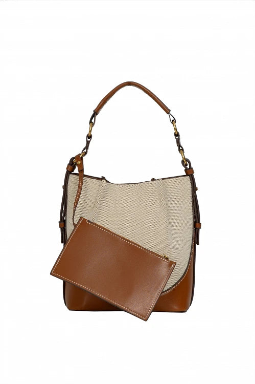Sarah Lawrence 262-2204 Canvas Bucket Bag – Γυναικεία Δίχρωμη Τσάντα | Μπεζ