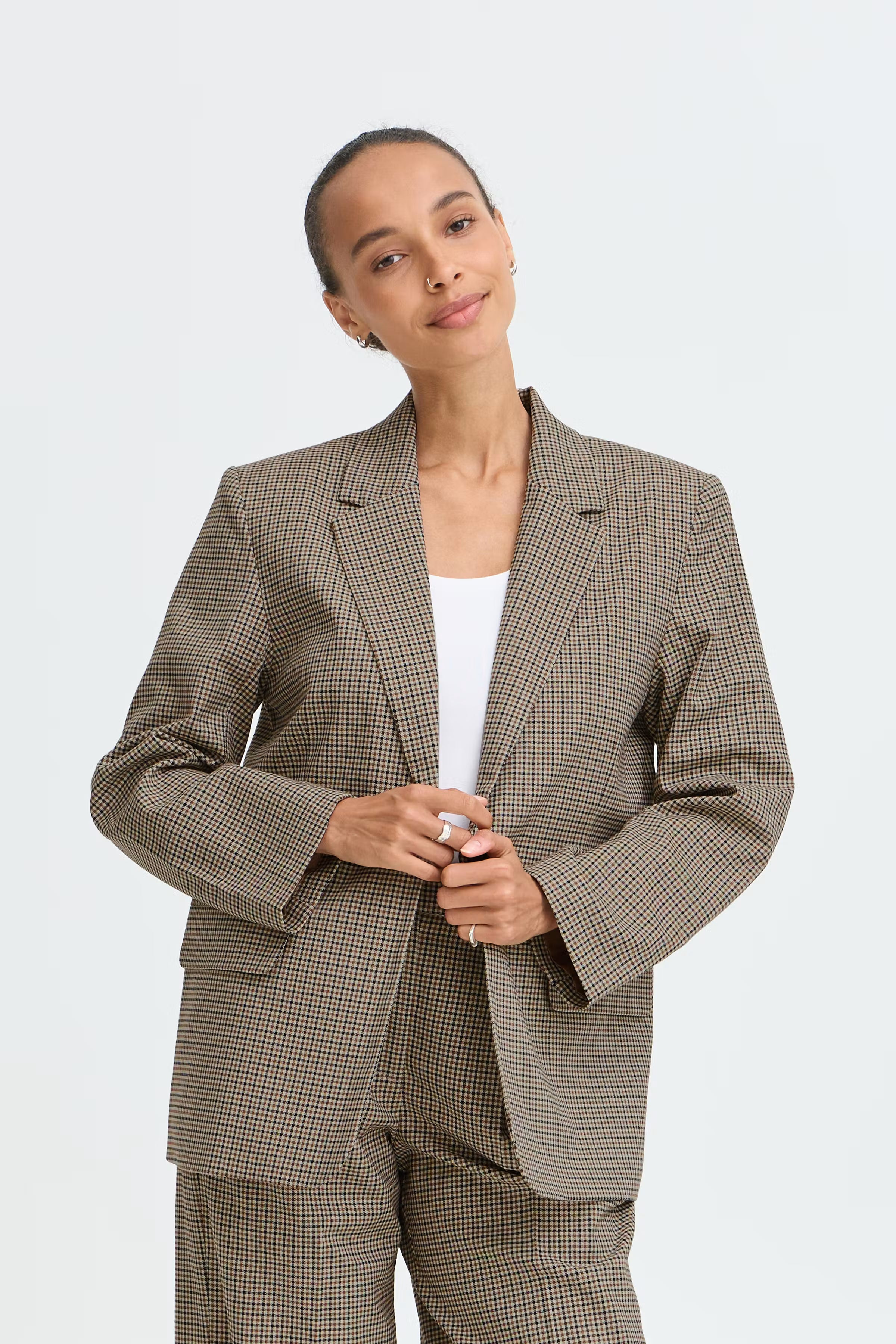 Be Young BYESTOLO Blazer - Sepia Check / Green