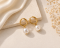 Σκουλαρίκια Pearl Hoop | Χρυσό
