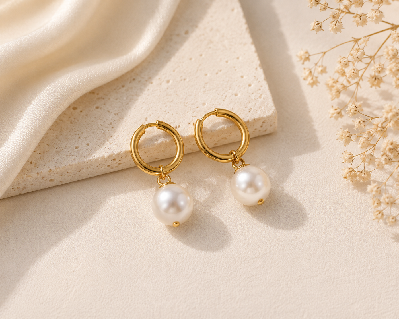 Σκουλαρίκια Pearl Hoop | Χρυσό